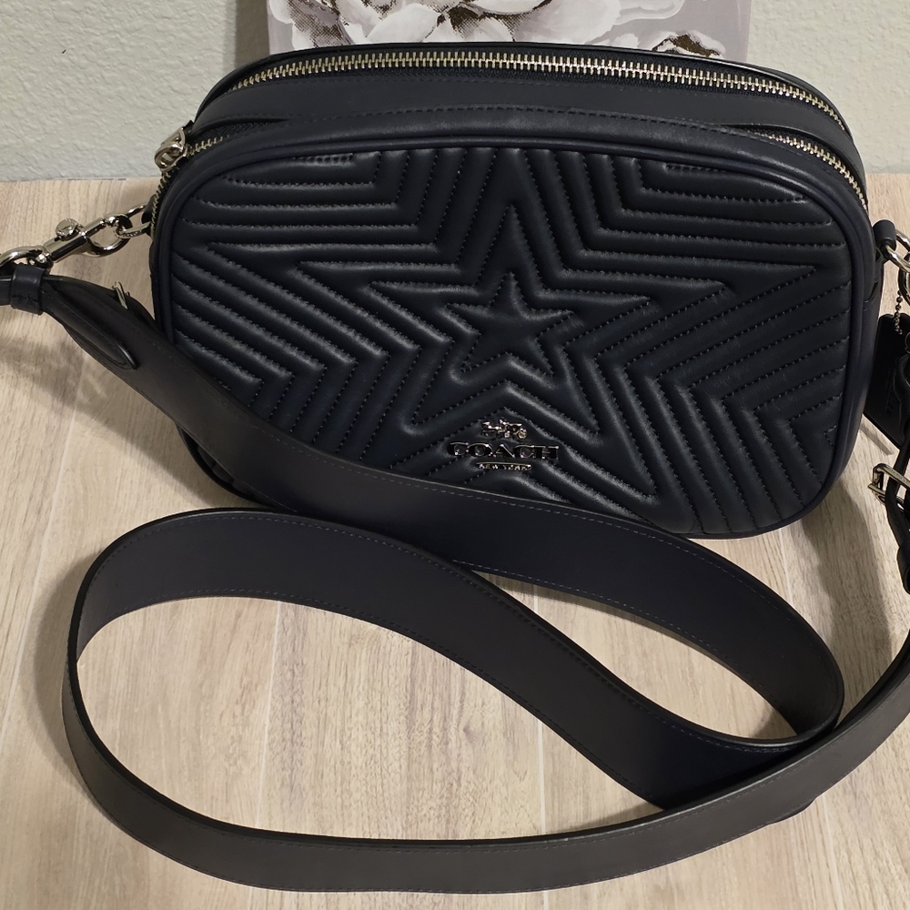 Coach Star Jes Crossbody 1904 Quilting Blue Purse Bag Leather